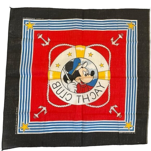 Vintage Disney Mickey Mouse Yacht Club Bandana Scarf Captain Resort Nautical USA - Picture 2 of 12